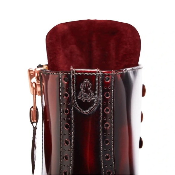 NIB Angela Scott Mr. Bernard Bordeaux Boots 37.5 - Picture 3 of 9